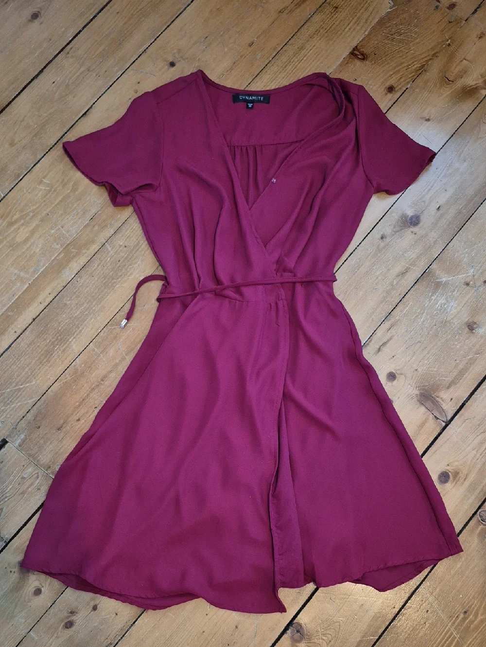 Dynamite Women's Burgundy Surplice Mini Dress - Picture 1 of 2